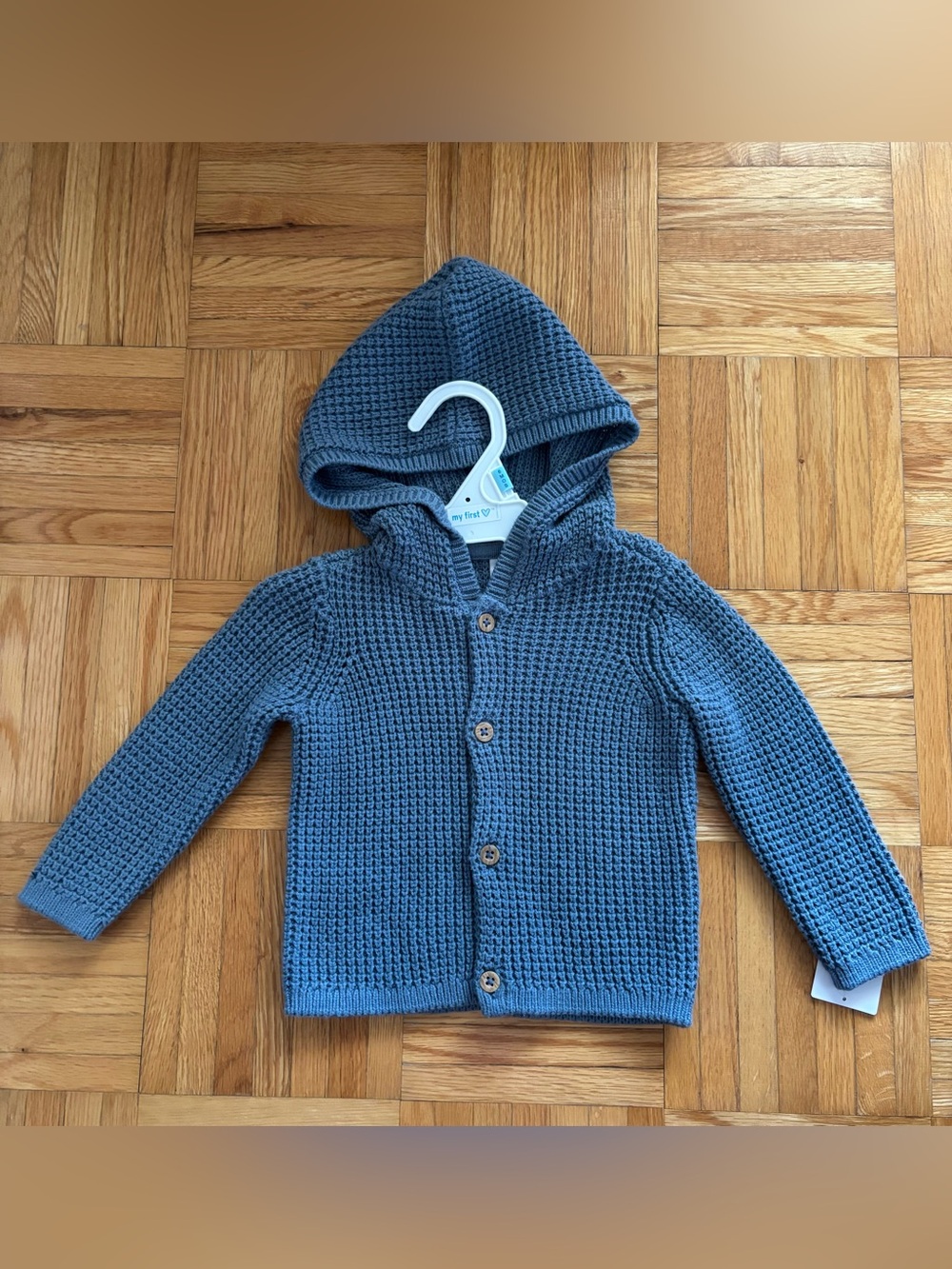 CARTER’S Blue Knit Hooded Baby Cardigan